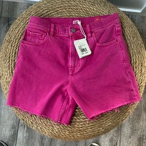 Hot pink denim shorts